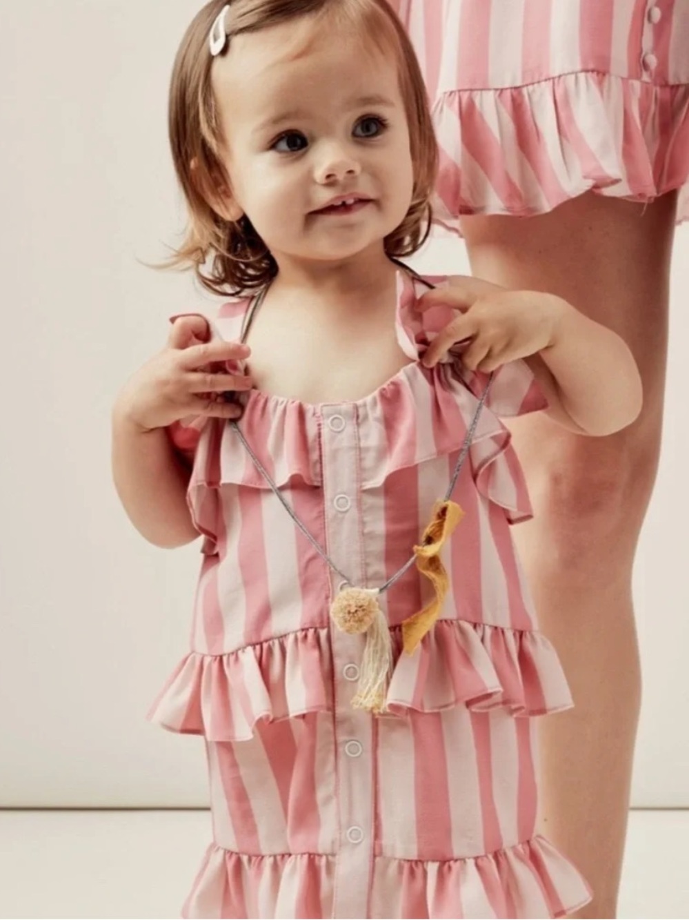 Lil Lemons by For Love and Lemons Pink Striped Ruffle Tank Dress Size 6-9 Months